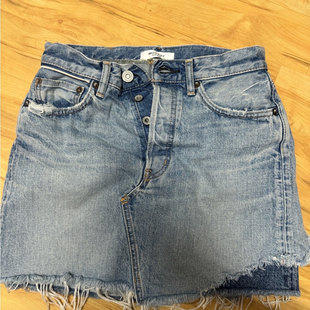 Moussy  vintage Blue Denim Skirt with Frayed Edge’s